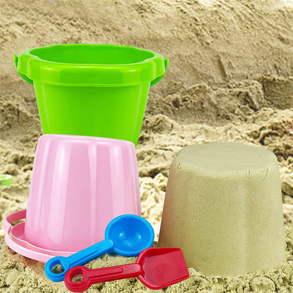 WORTHSPARK 4 Pack Beach Buckets And 8 Pack Shovels Set For Kids, Flower